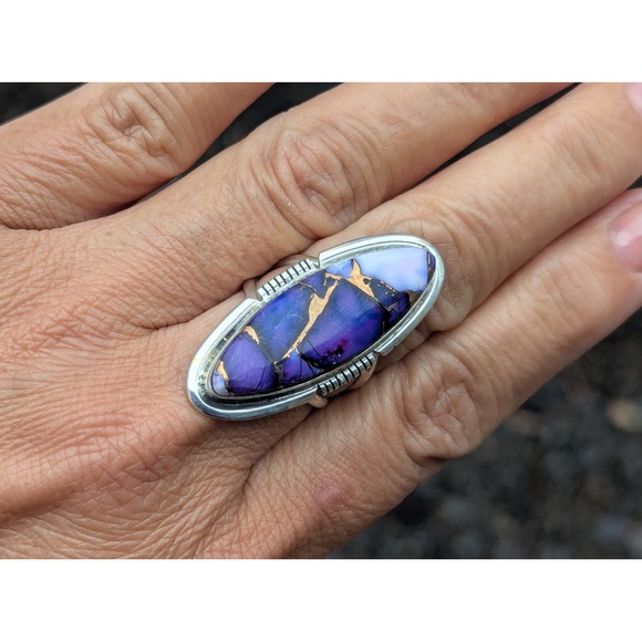 Navajo‎ Ring Purple Dahlia Handcrafted Native American Jewelry Sz 8US ** - Picture 1 of 11